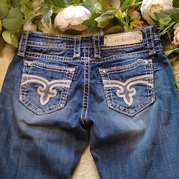 Rock Revival jeans with decorative pockets, distressing and extra stitching, - Picture 4 of 12